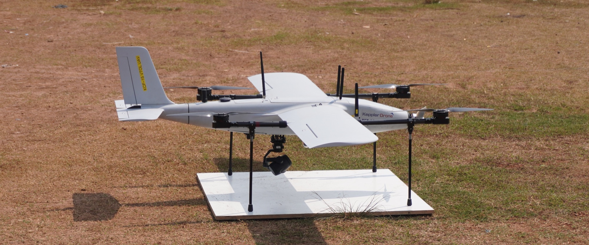 Keppler Drone KCF-15 VTOL fixed wing UAV on its landing pad